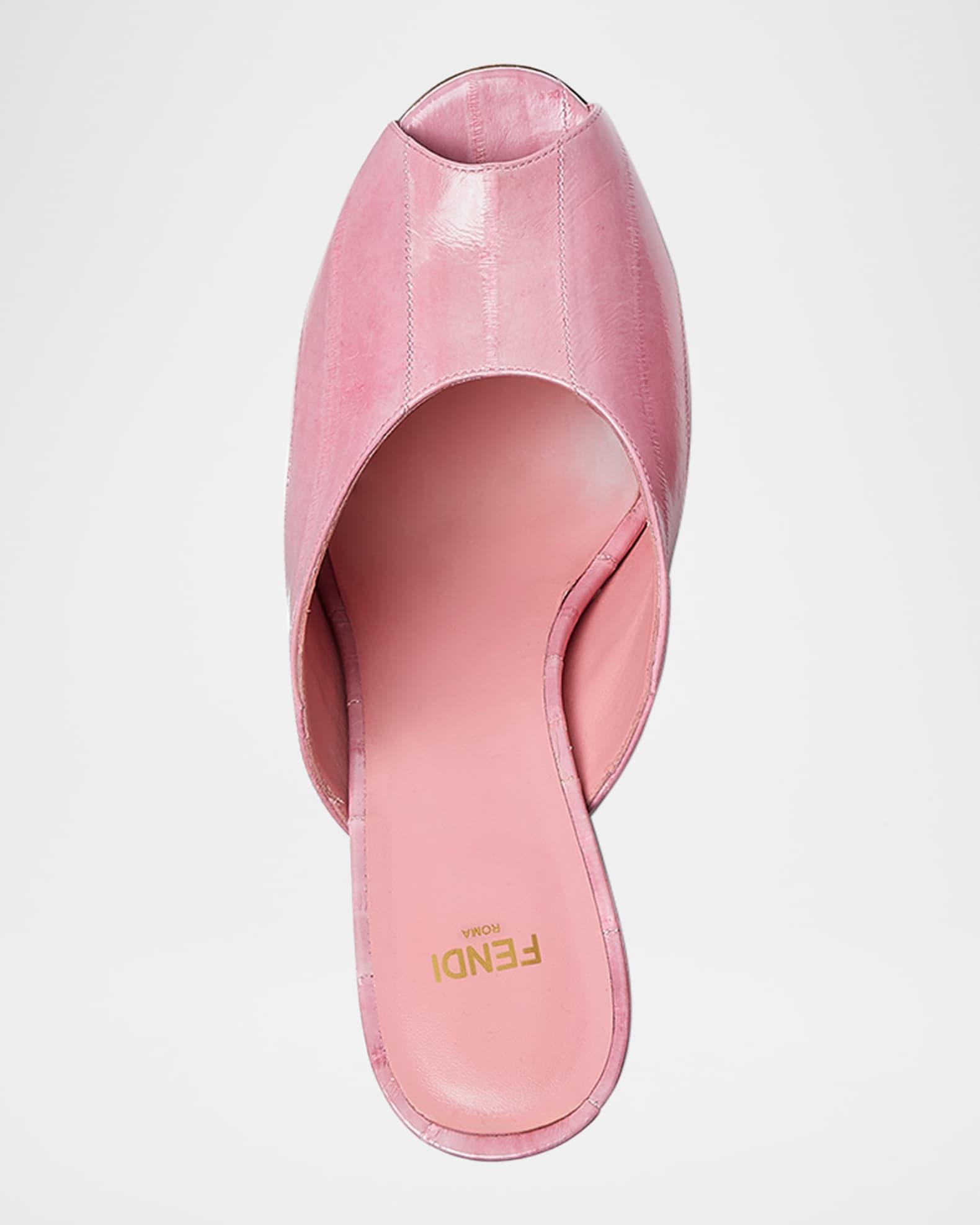 Eel Leather Peep-Toe Mules Product Image