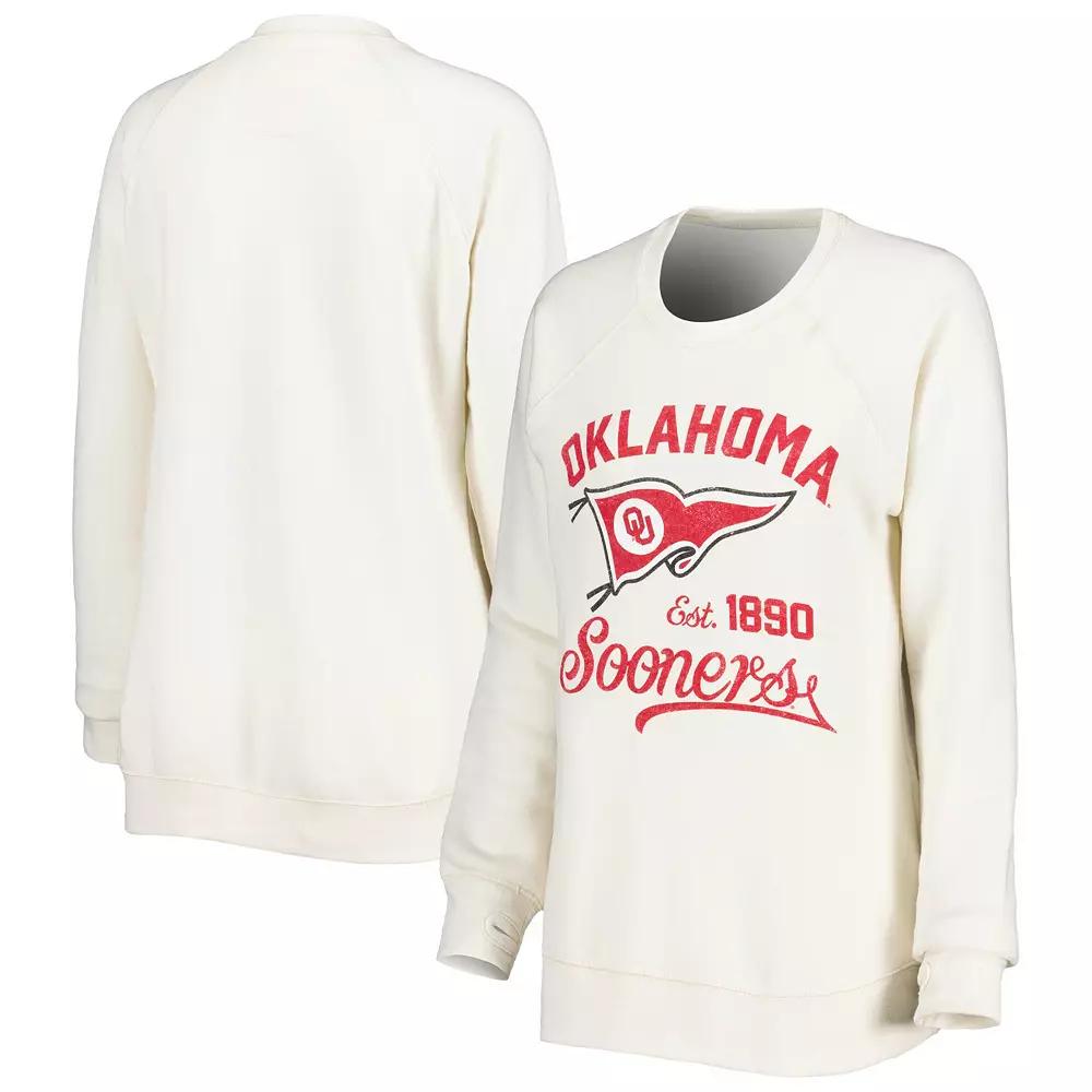 Women's Pressbox Cream Oklahoma Sooners Old Standard Pennant Knobi Raglan Pullover Sweatshirt,  Product Image