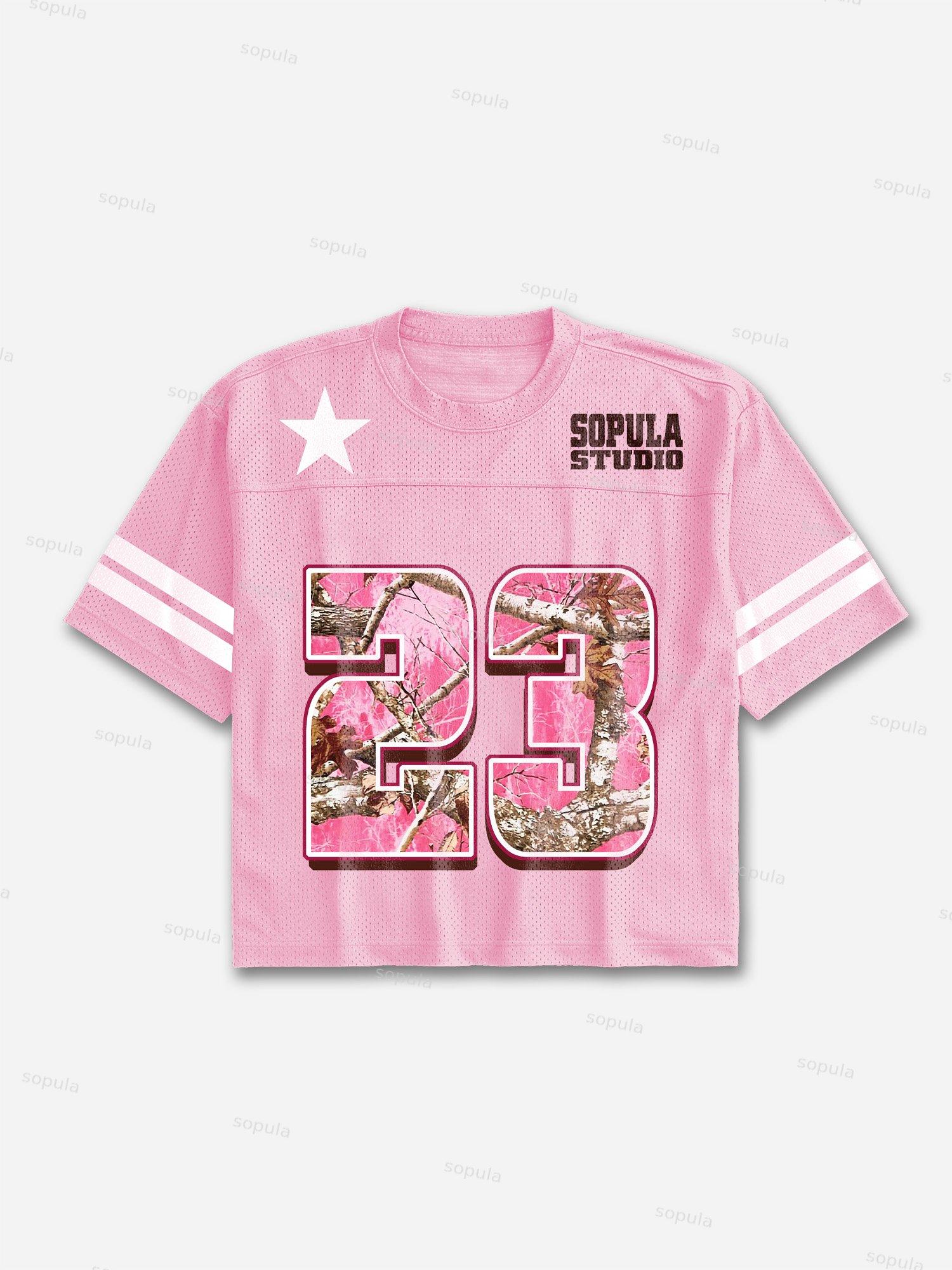 No.23 Pink Camouflage Print Blokecore Mesh Football Jersey T-shirt Product Image