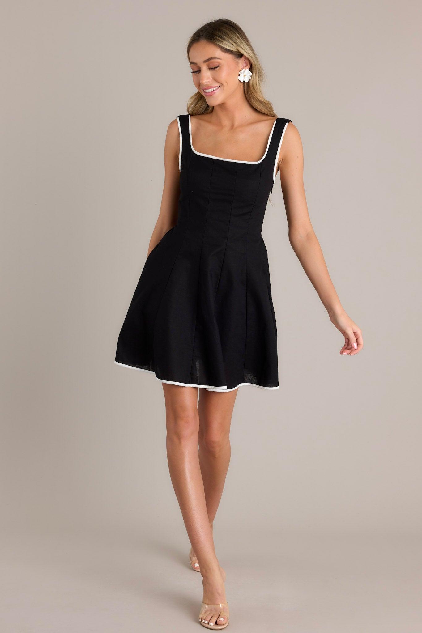 Classic Couture Black Cotton Blend Mini Dress Product Image