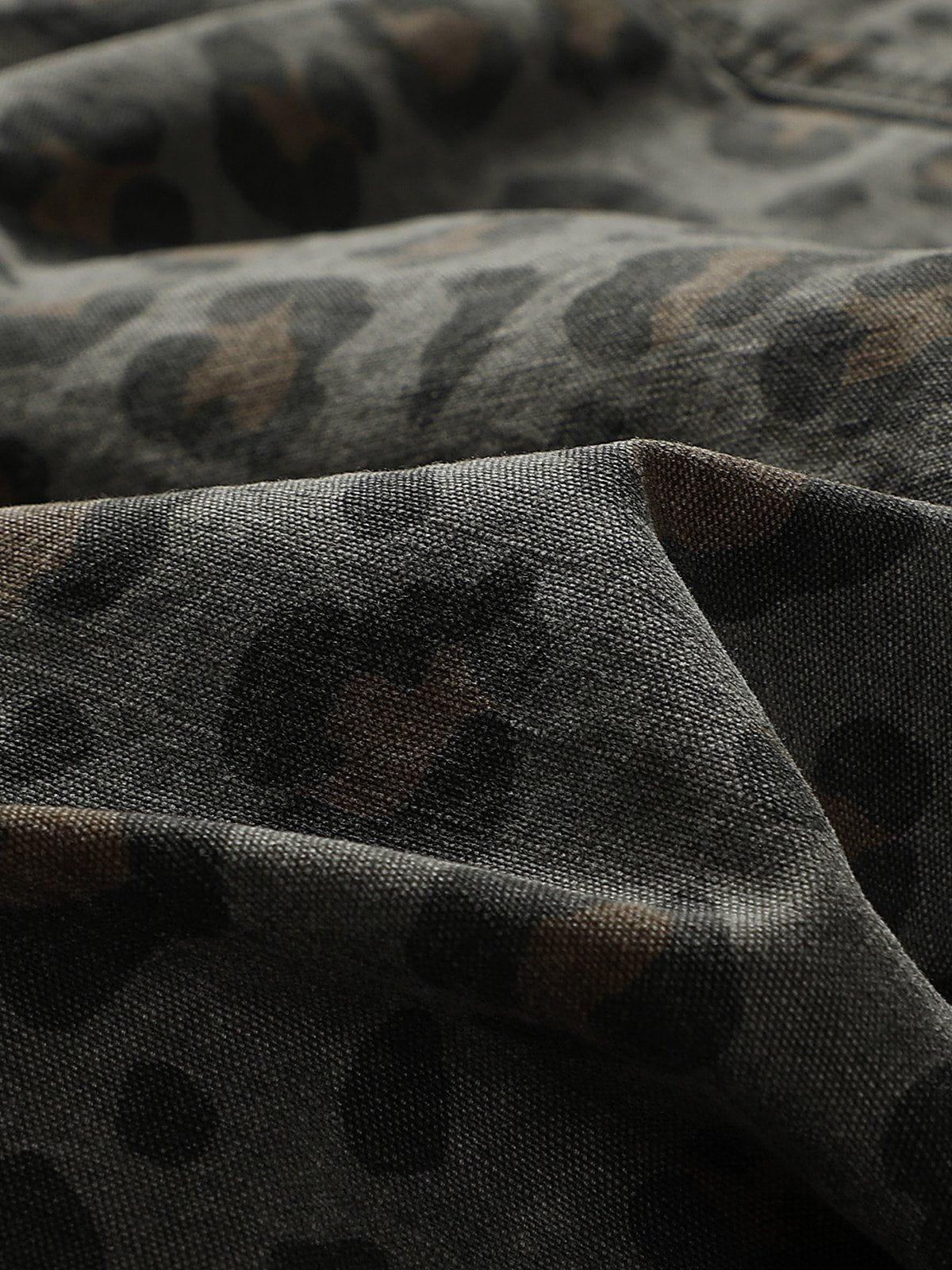 Aelfric Eden Grey Leopard Print Long Sleeve Shirt Product Image