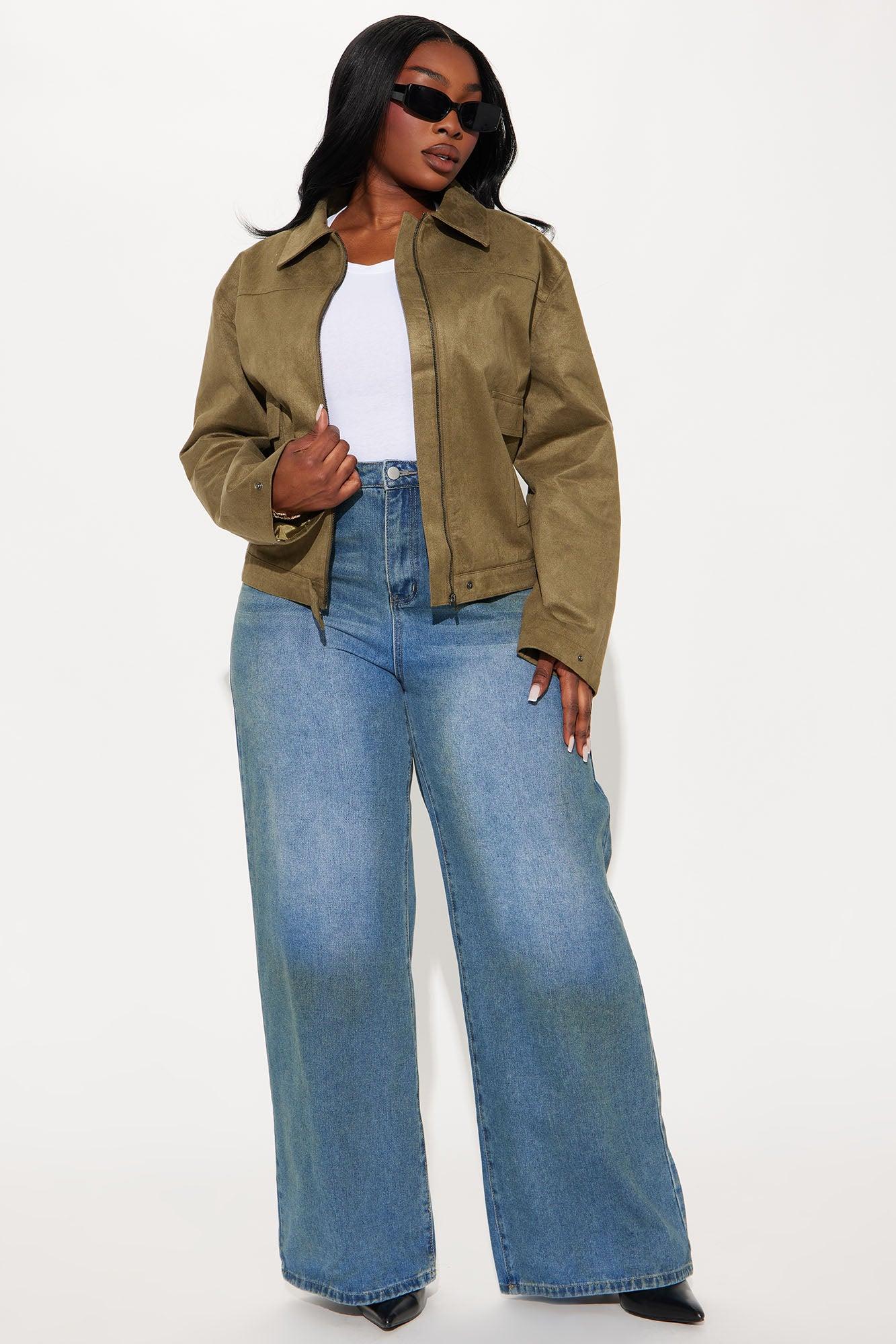 How It IS Faux Suede Jacket - Olive Female Product Image