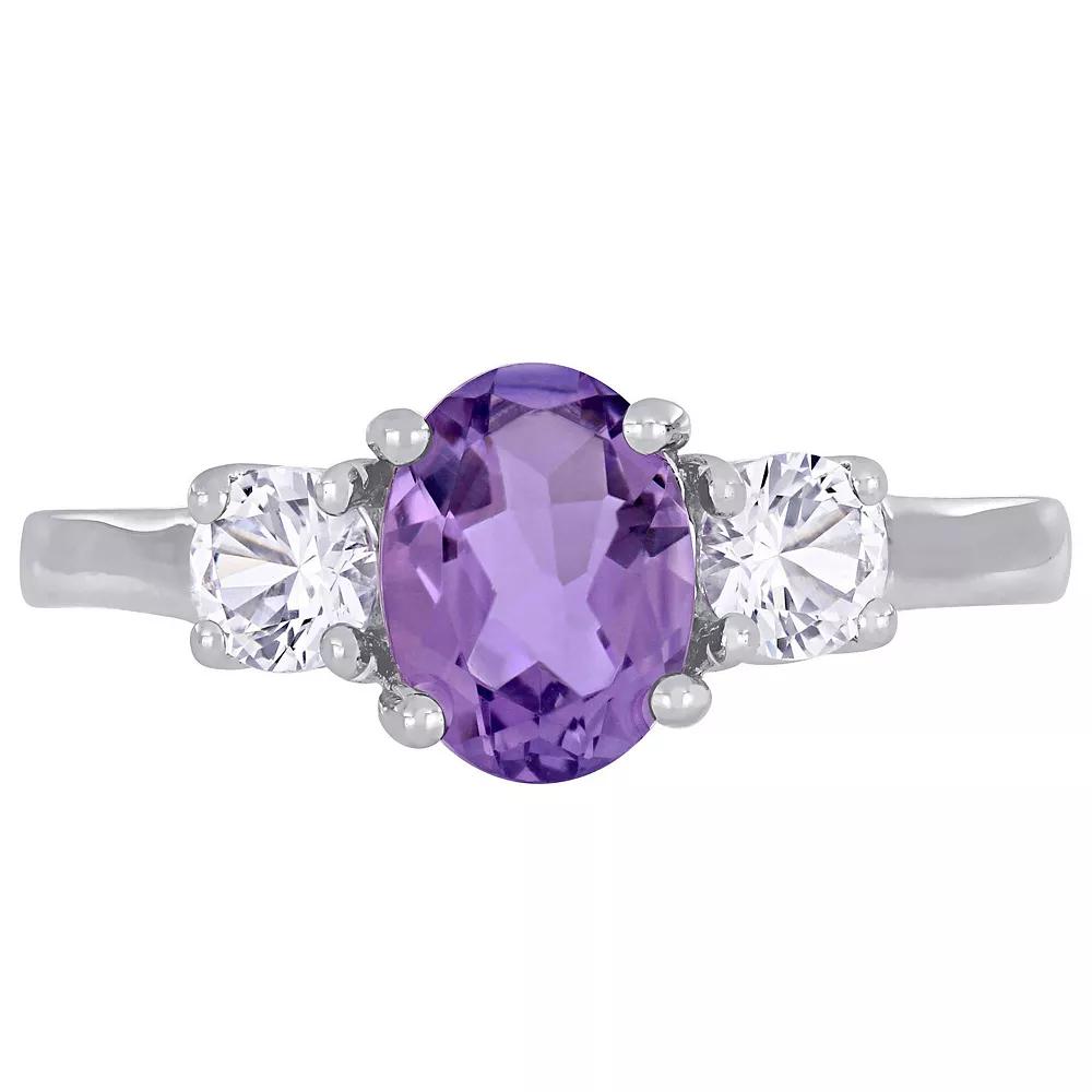 Stella Grace Sterling Silver Amethyst & Lab Created White Sapphire 3-Stone Ring, Women's,  Product Image