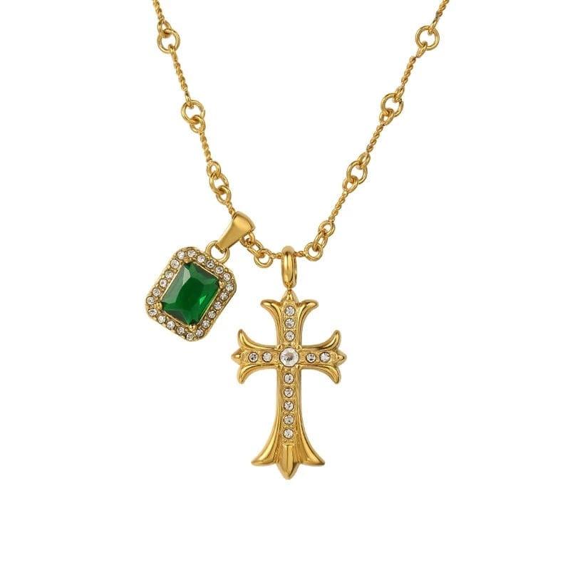 CROSS SQUARE GEM DIAMOND NECKLACE Product Image