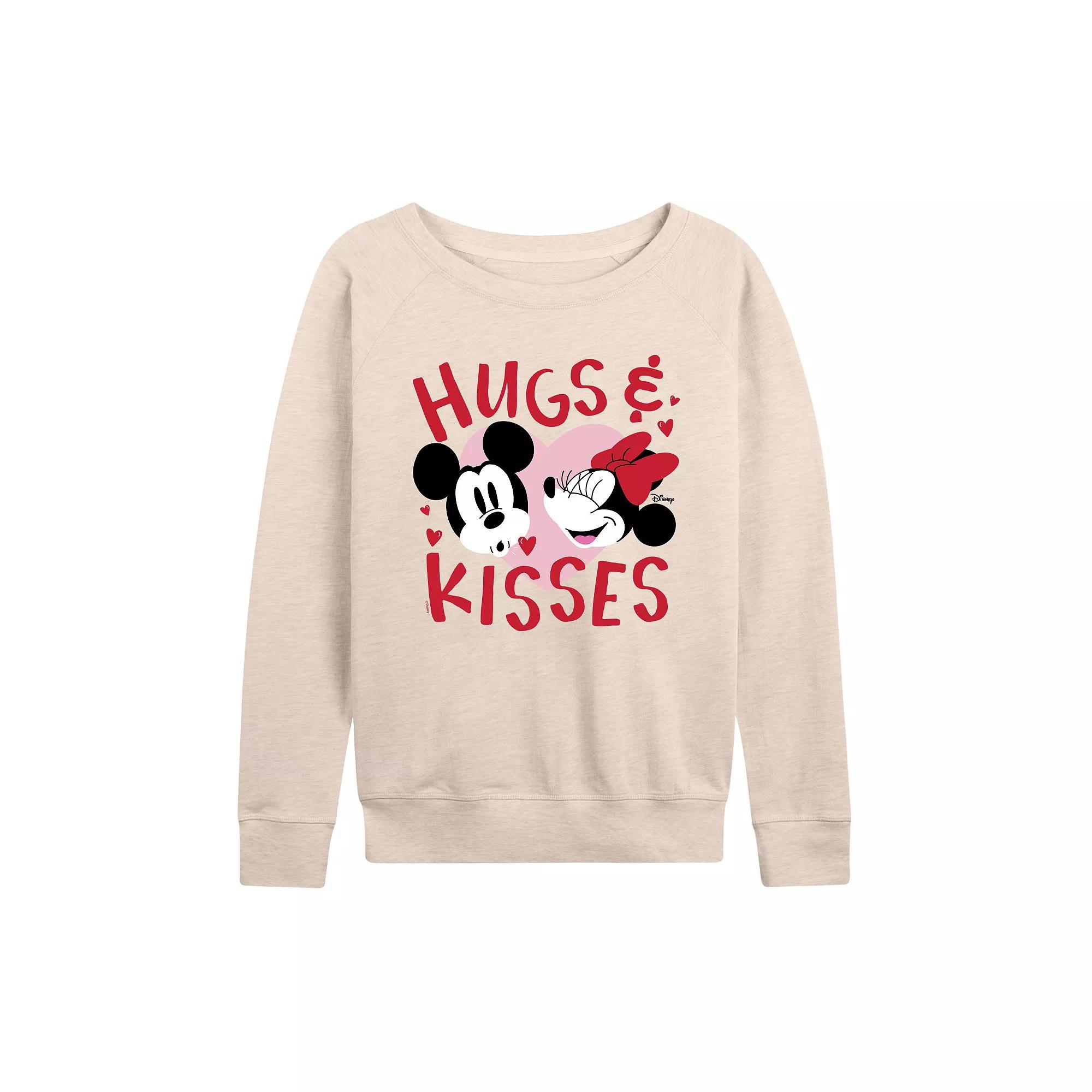 Disney's Mickey and Minnie Mouse Women's Hugs & Kisses French Terry Long Sleeve Tee,  Product Image