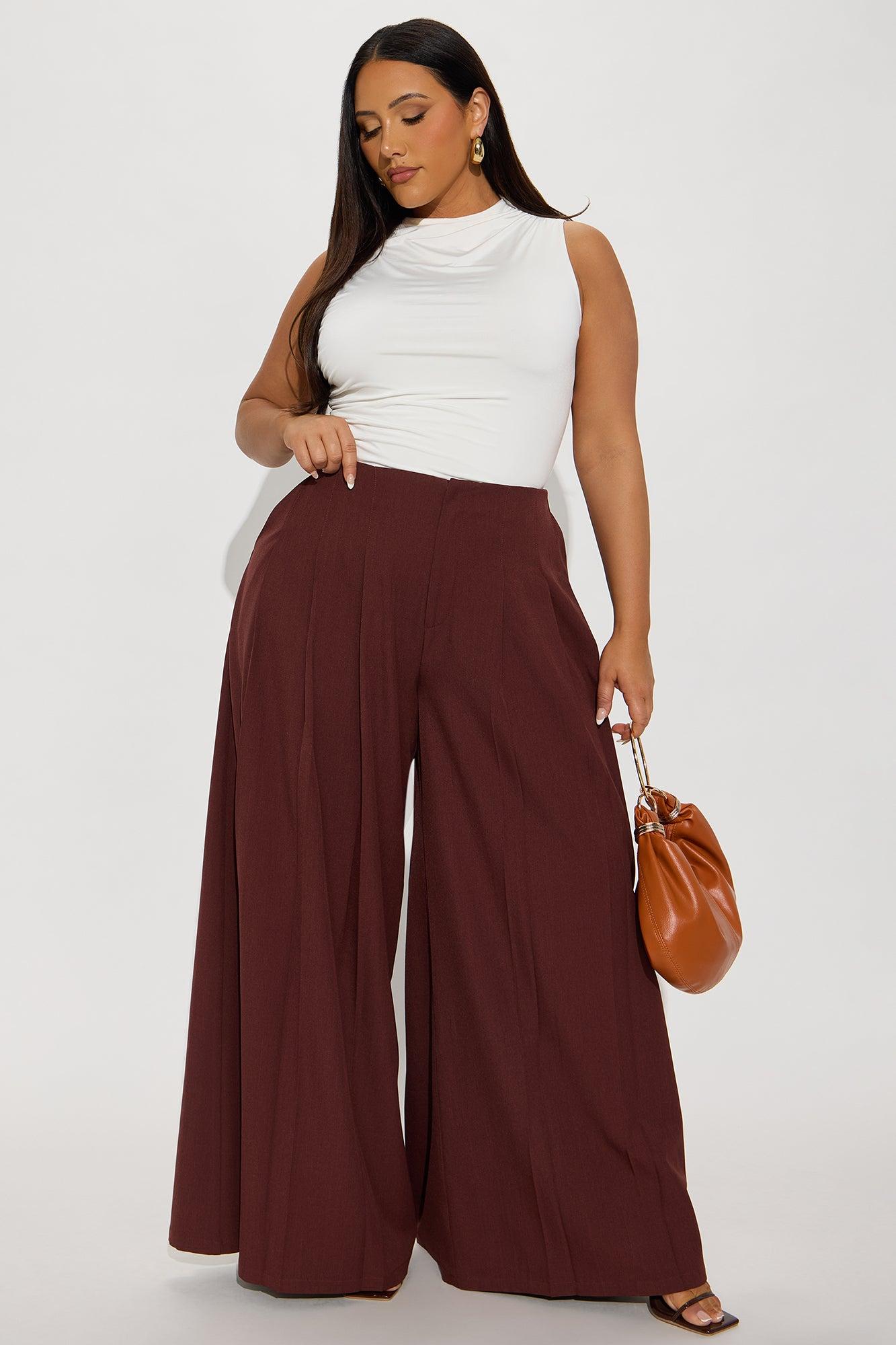 Florence Pleated Wide Leg Pant - Chocolate Female Product Image
