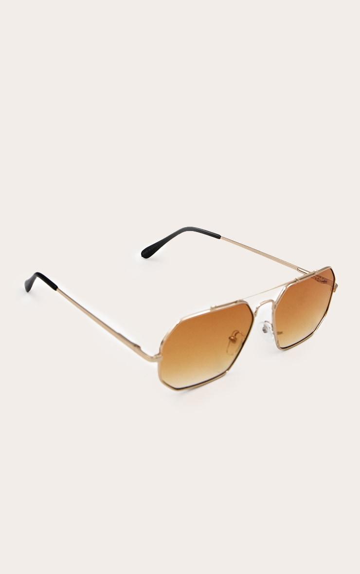 Gold Skinny Frame Angled Sunglasses Product Image