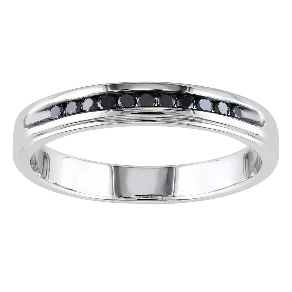 Stella Grace Men's Sterling Silver 1/4 Carat T.W. Black Diamond Single Row Ring, Size: 11 Product Image