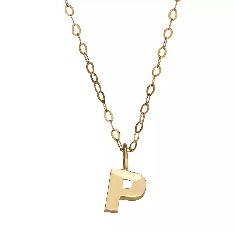 10K Gold Initial Pendant on 14K Gold Filled Chain, Womens Product Image