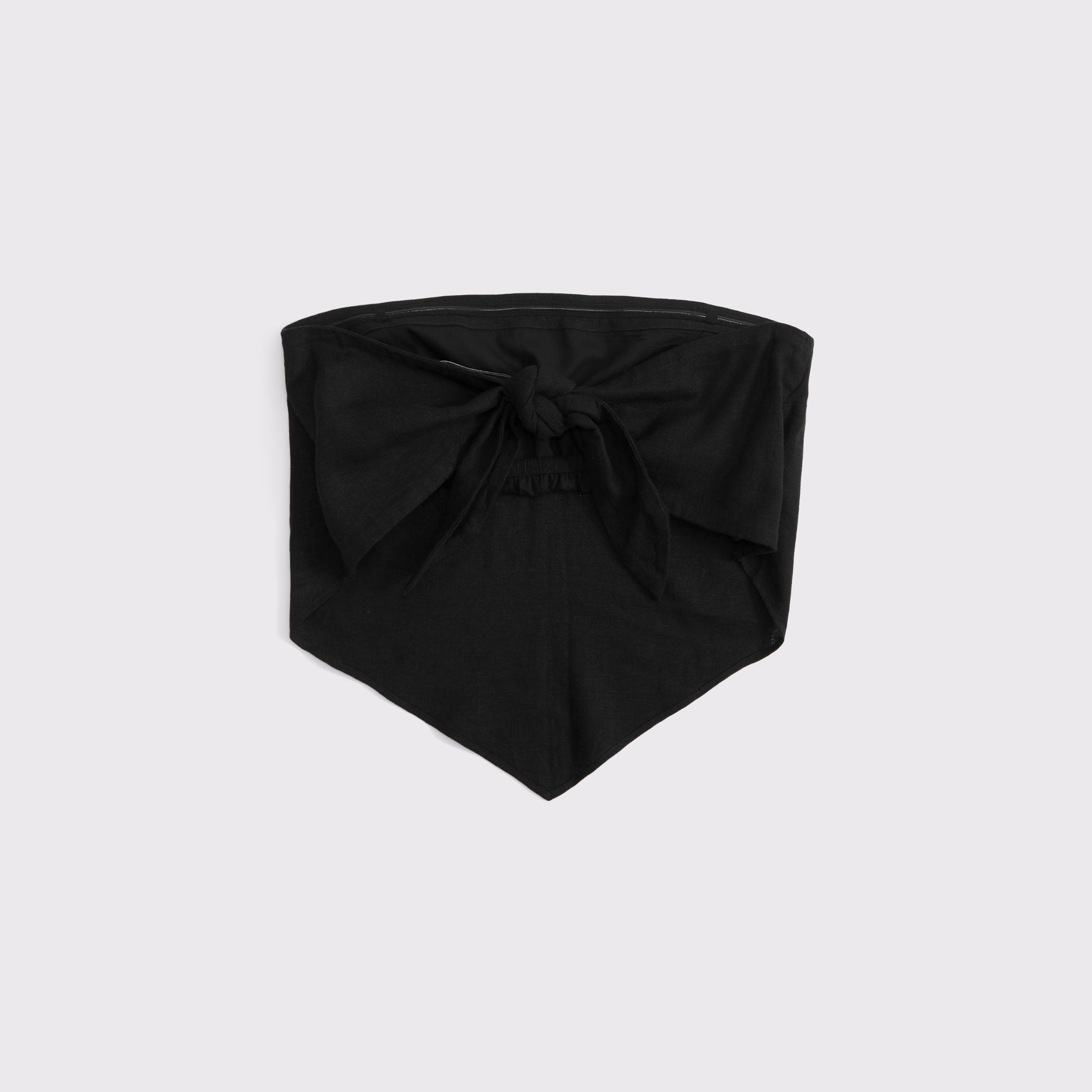 Linen-Blend Strapless Scarf Top Product Image