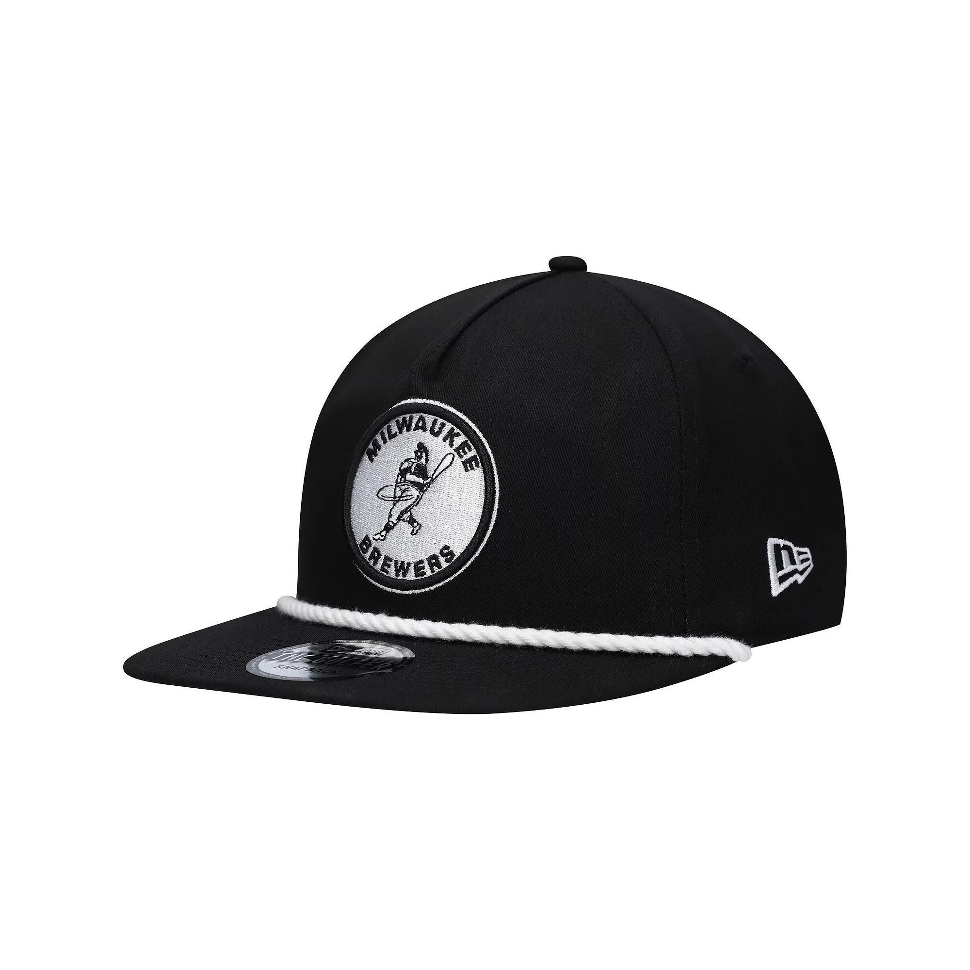 Men's New Era Black Milwaukee Brewers Golfer Snapback Hat Product Image