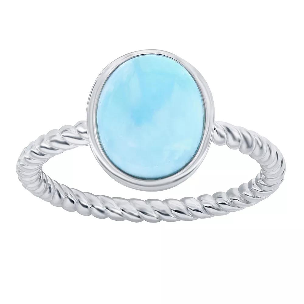 Nautica Rocks Sterling Silver Larimar Rope Band Ring, Women's,  Product Image