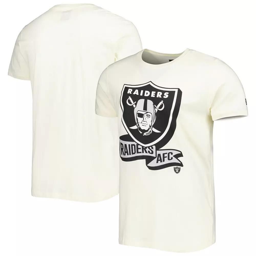 Men's New Era Cream Las Vegas Raiders Sideline Chrome T-Shirt,  Product Image