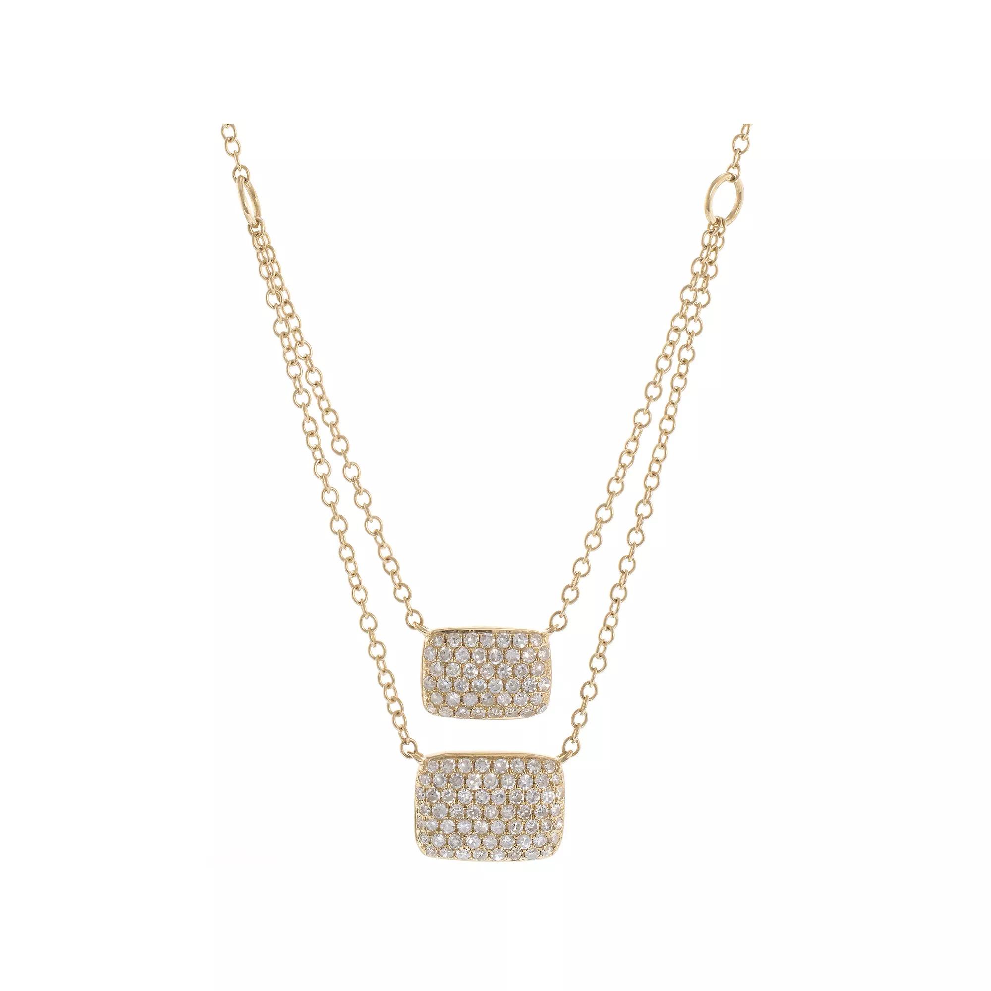 Luxle 14k Gold 1/4 Carat T.W. Diamond Double Strand Squares Necklace, Women's Product Image