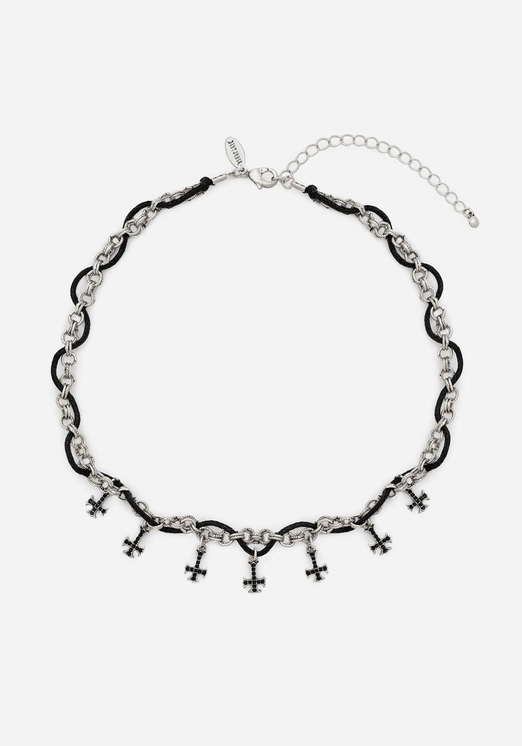 Catkin Cord Weave Cross Choker Product Image