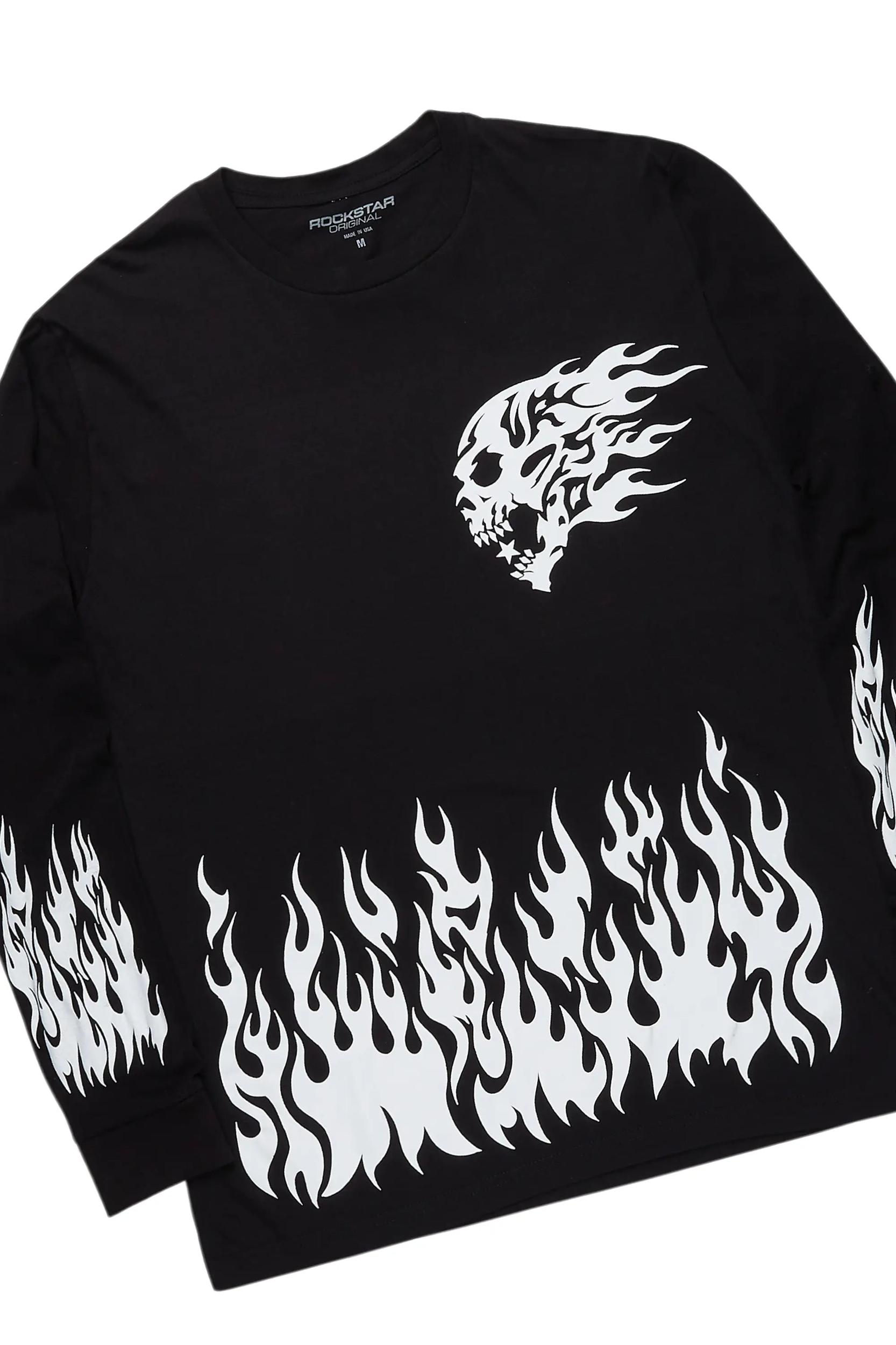 Bubble Black Long Sleeve T-Shirt Short Set Male Product Image