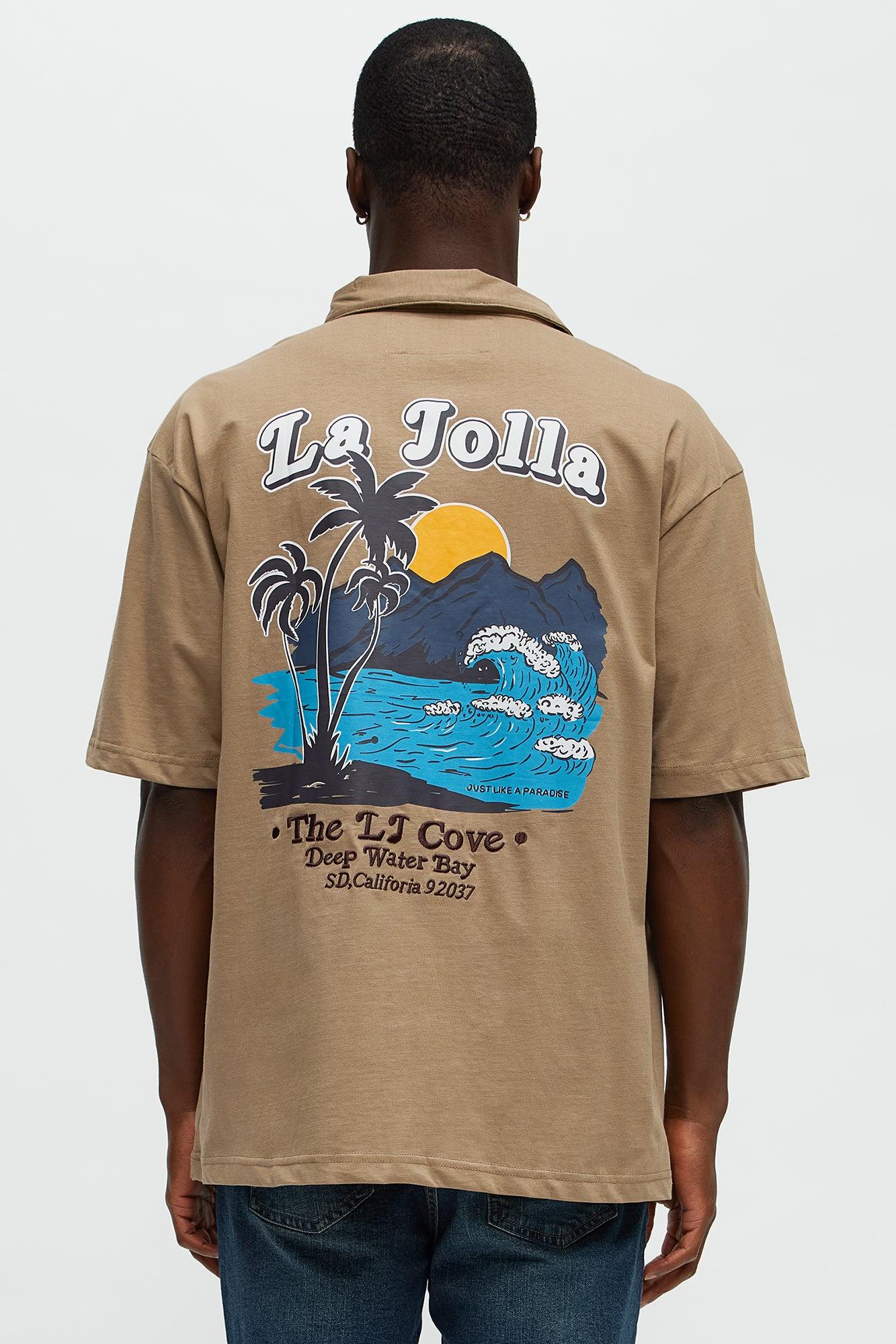 La Jolla Johnny Collar Short Sleeve Polo - Taupe Product Image