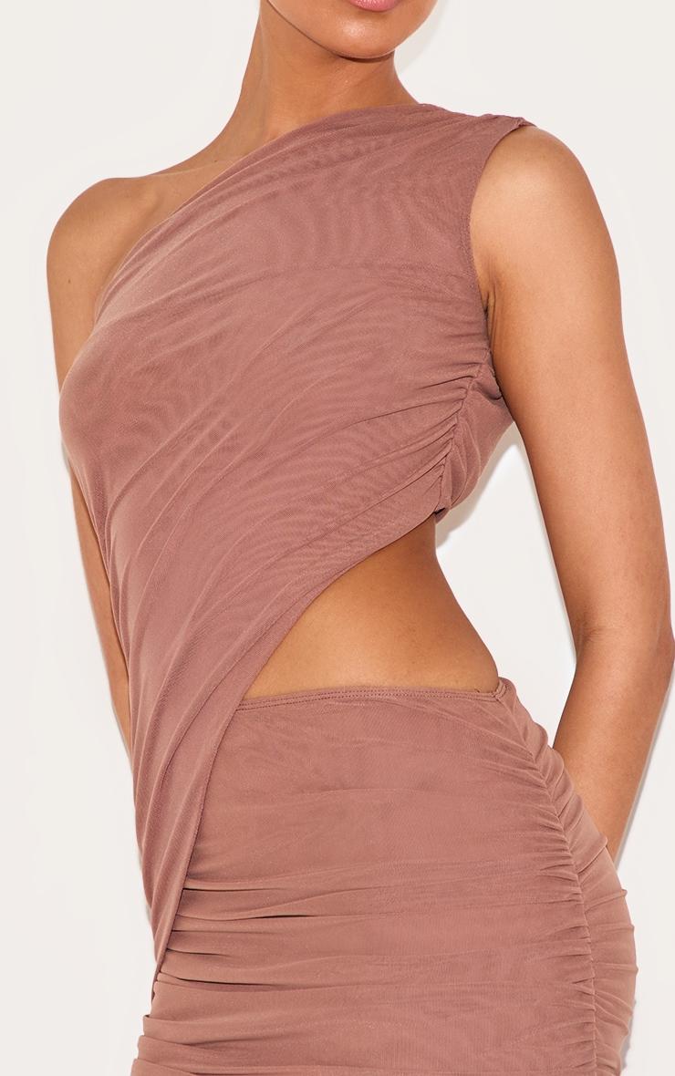  Mushroom One Shoulder Ruched Maxi Dress Product Image