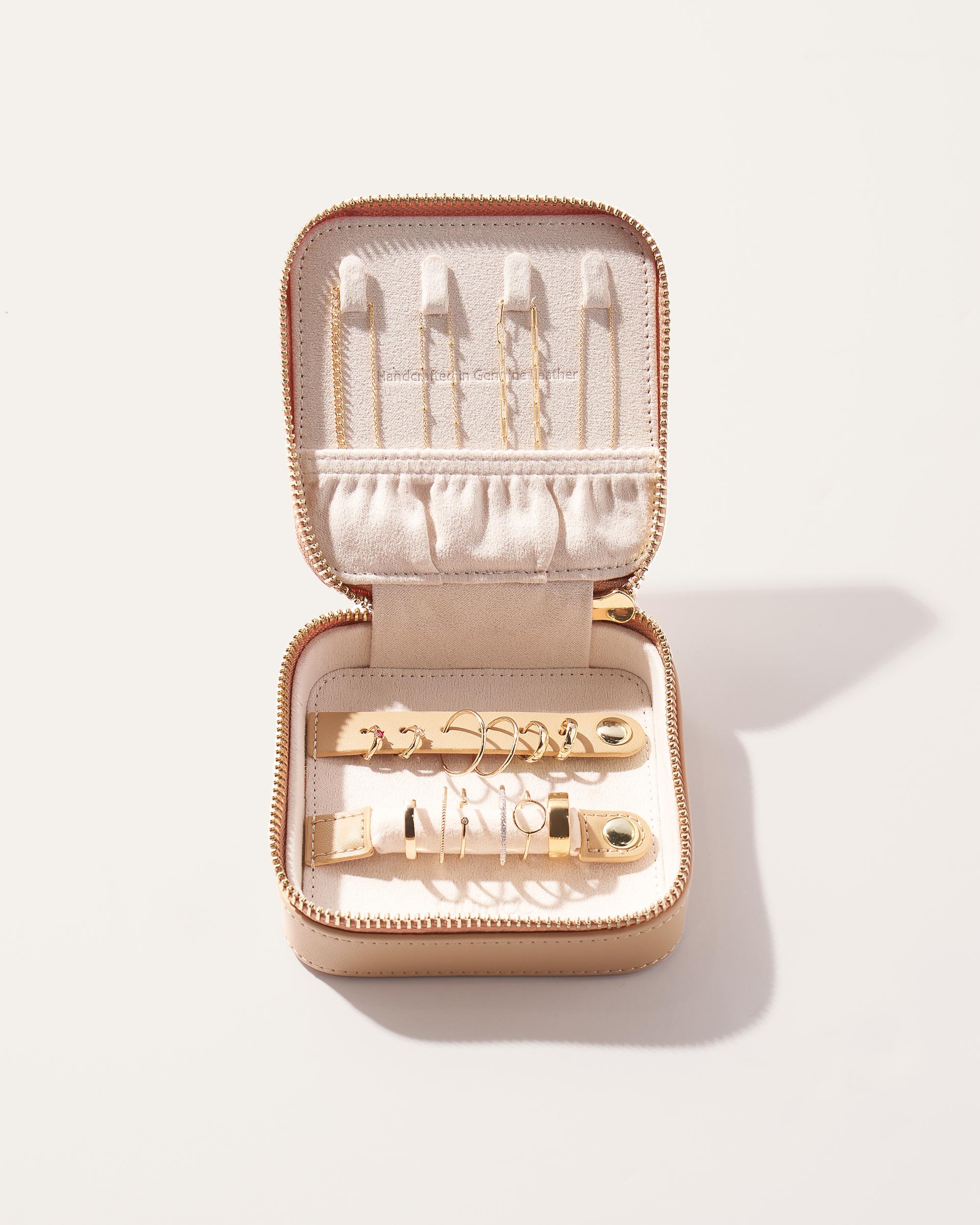 Quince | Women's Leather Jewelry Travel Case in Beige Product Image