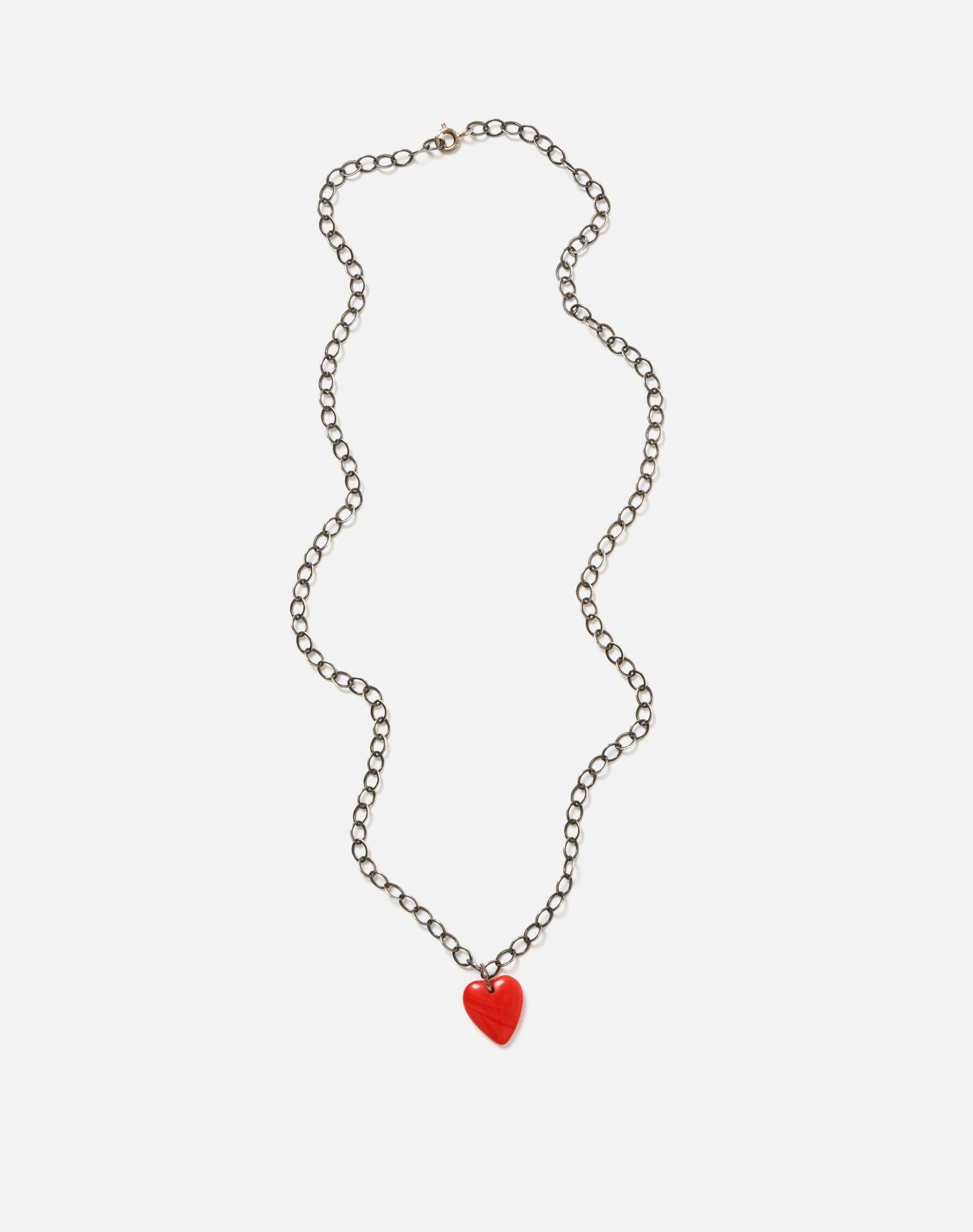 40s Glass Heart Pendant Necklace Product Image