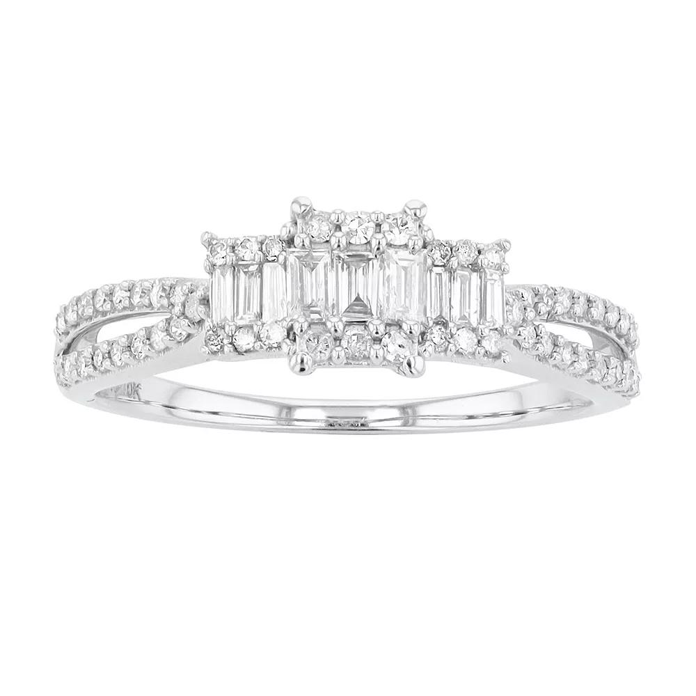 10k White Gold 1/3 Carat T.W. Diamond Engagement Ring, Women's,  Product Image