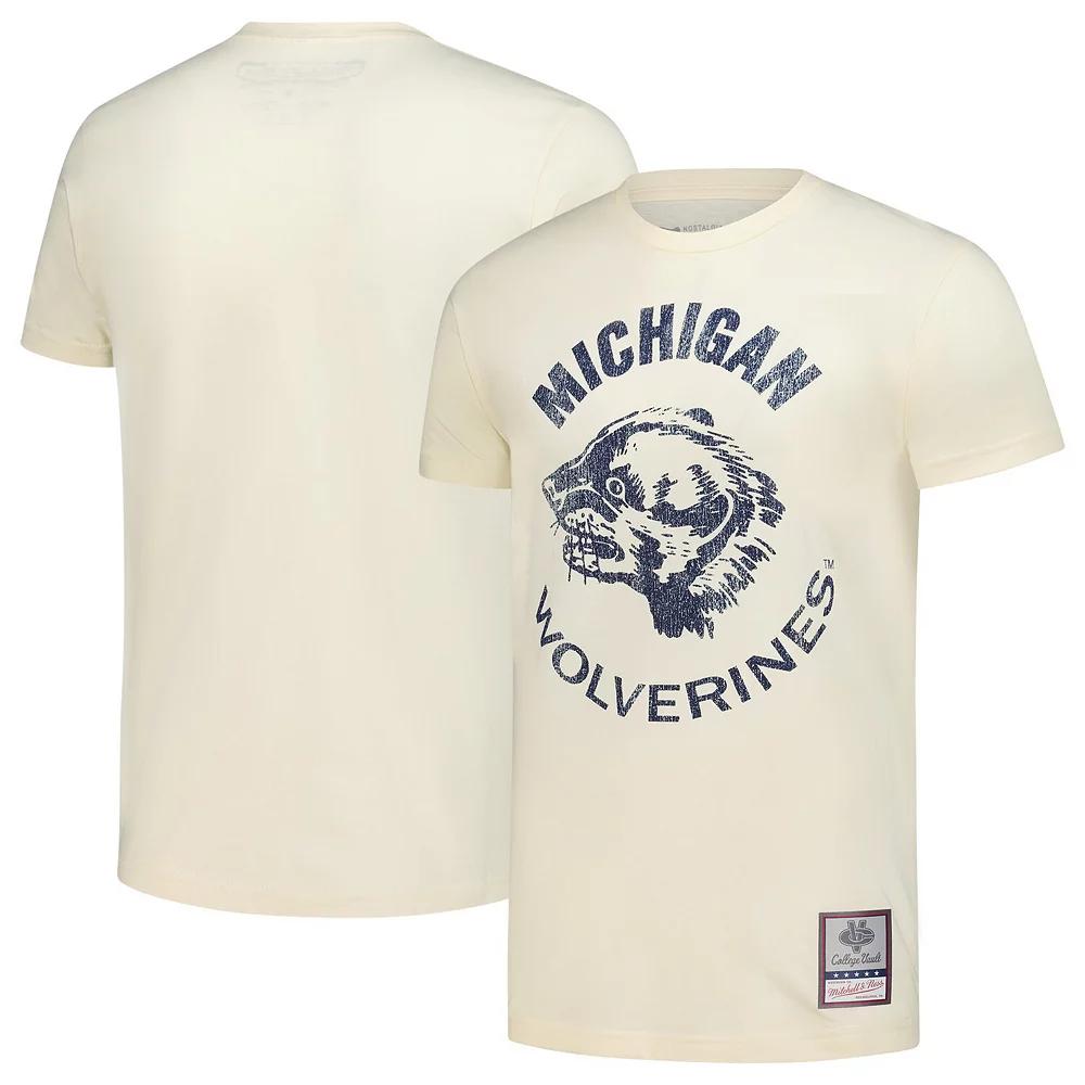Men's Mitchell & Ness Cream Michigan Wolverines Vintage Tone T-Shirt,  Product Image