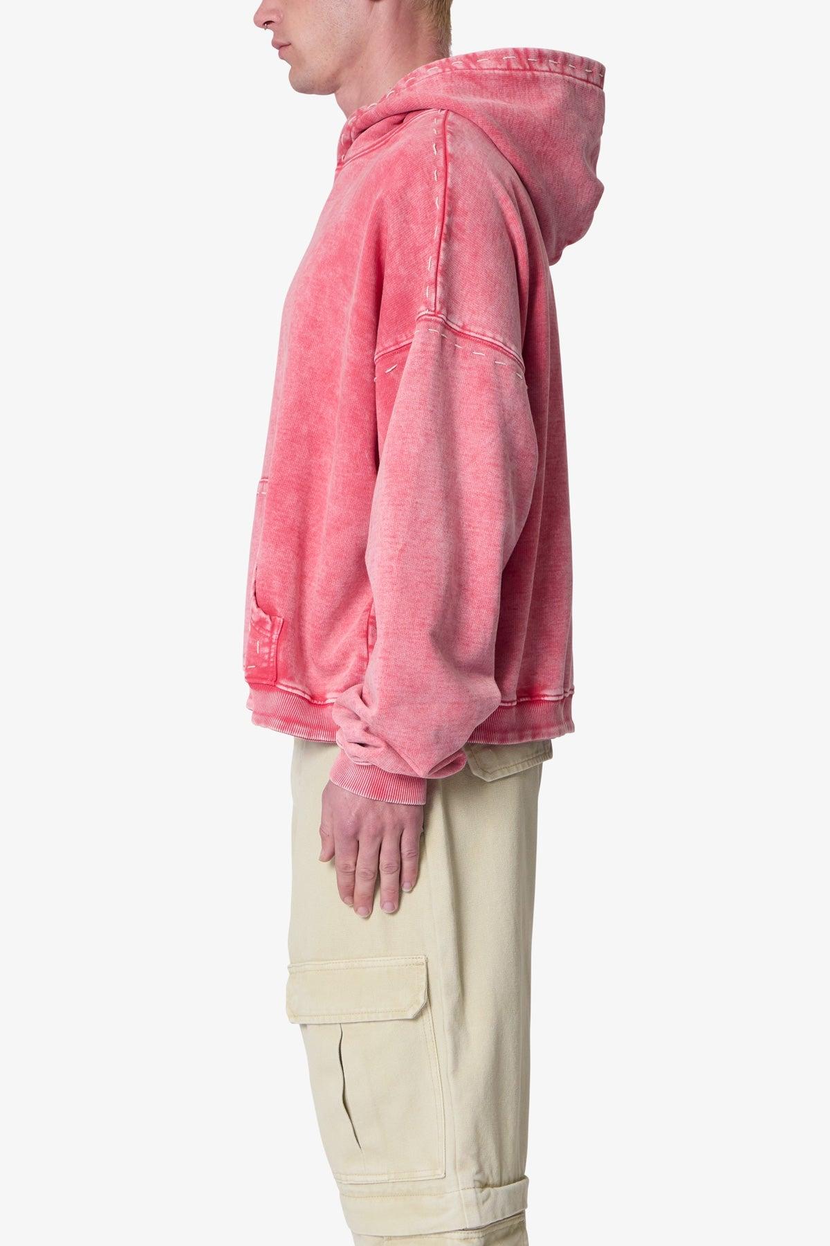 Contrast Stitch Hoodie - Red Product Image