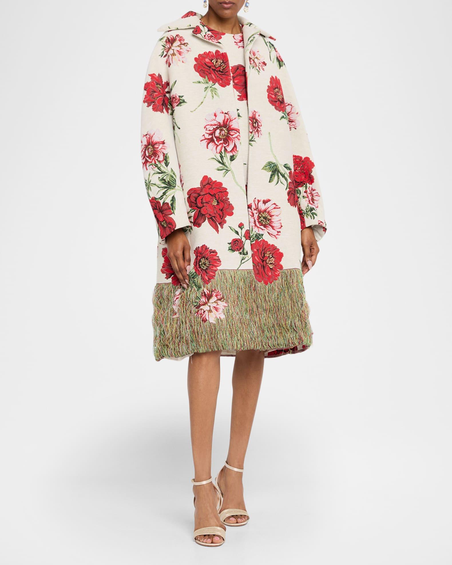 Oversized Peony Jacquard Coat Product Image