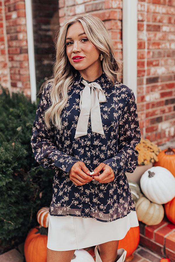 French Cafe Floral Top in Black Product Image