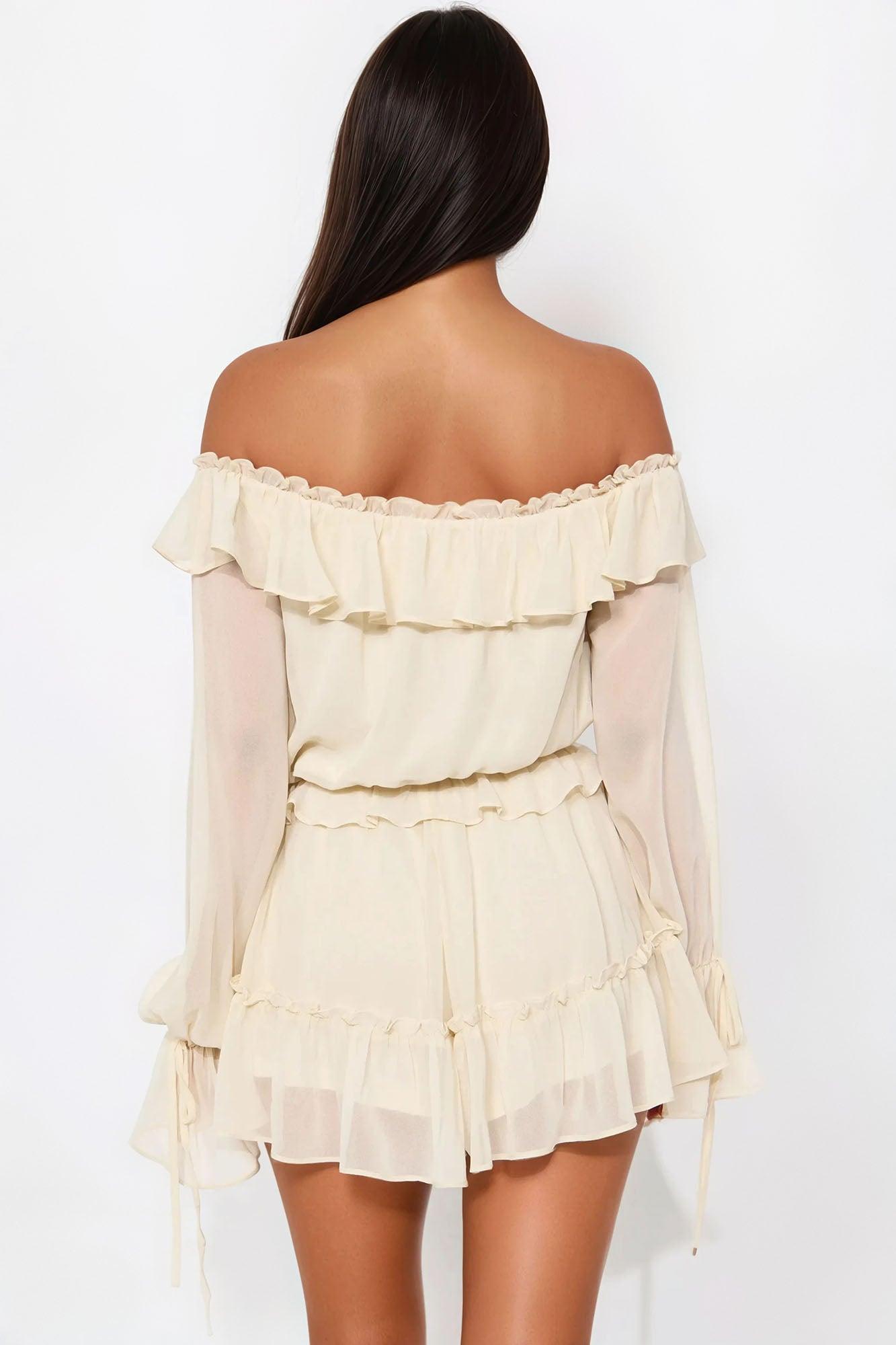 Love Story Long Sleeve Romper - Cream Female Product Image