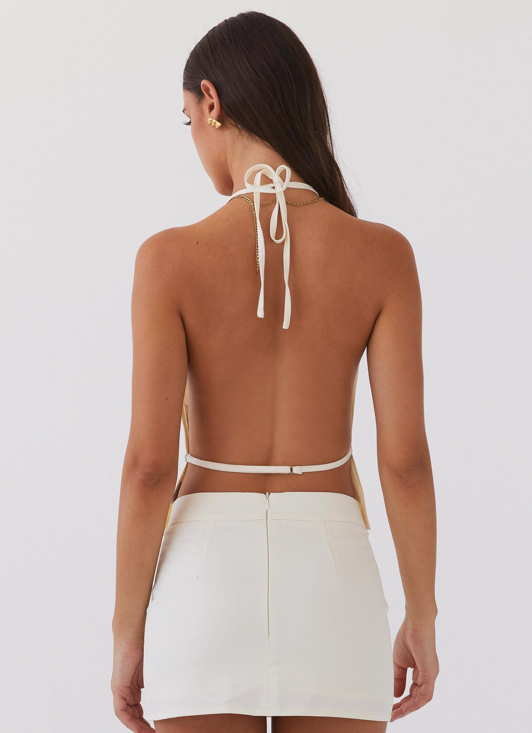 Sarah Halterneck Vest Top - Ivory Product Image