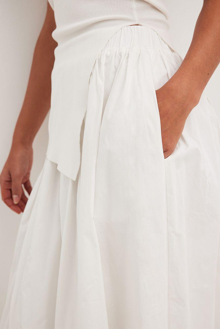 Elastic Waist Cotton Midi Skirt Product Image