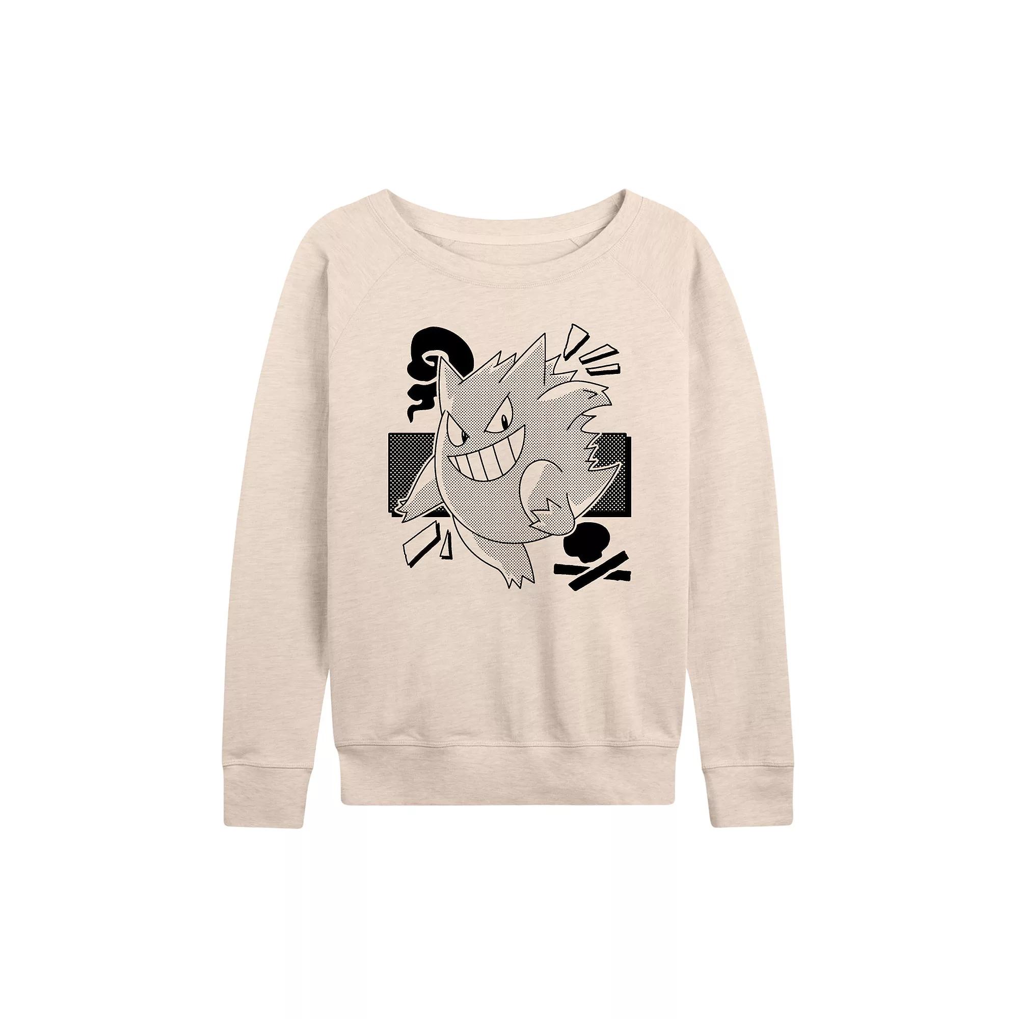 Women's Pokemon Gengar Manga French Terry Long Sleeve Tee,  Product Image