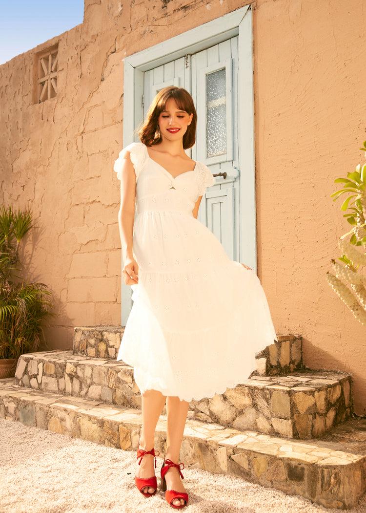 Sweetheart Soirée Twist-Front Midi Dress Product Image
