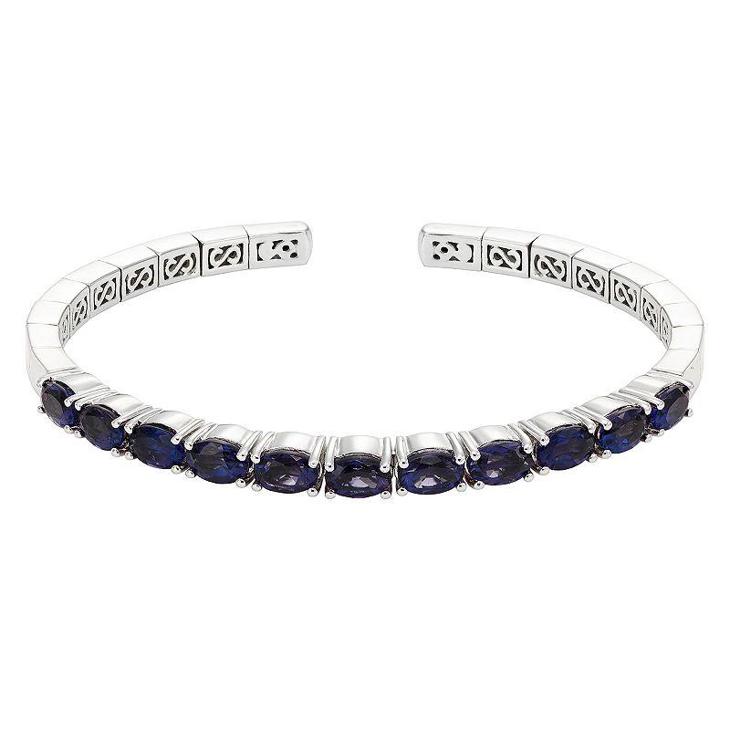 Sterling Silver Gemstone Flexible Cuff Bangle Bracelet, Women's,  Product Image