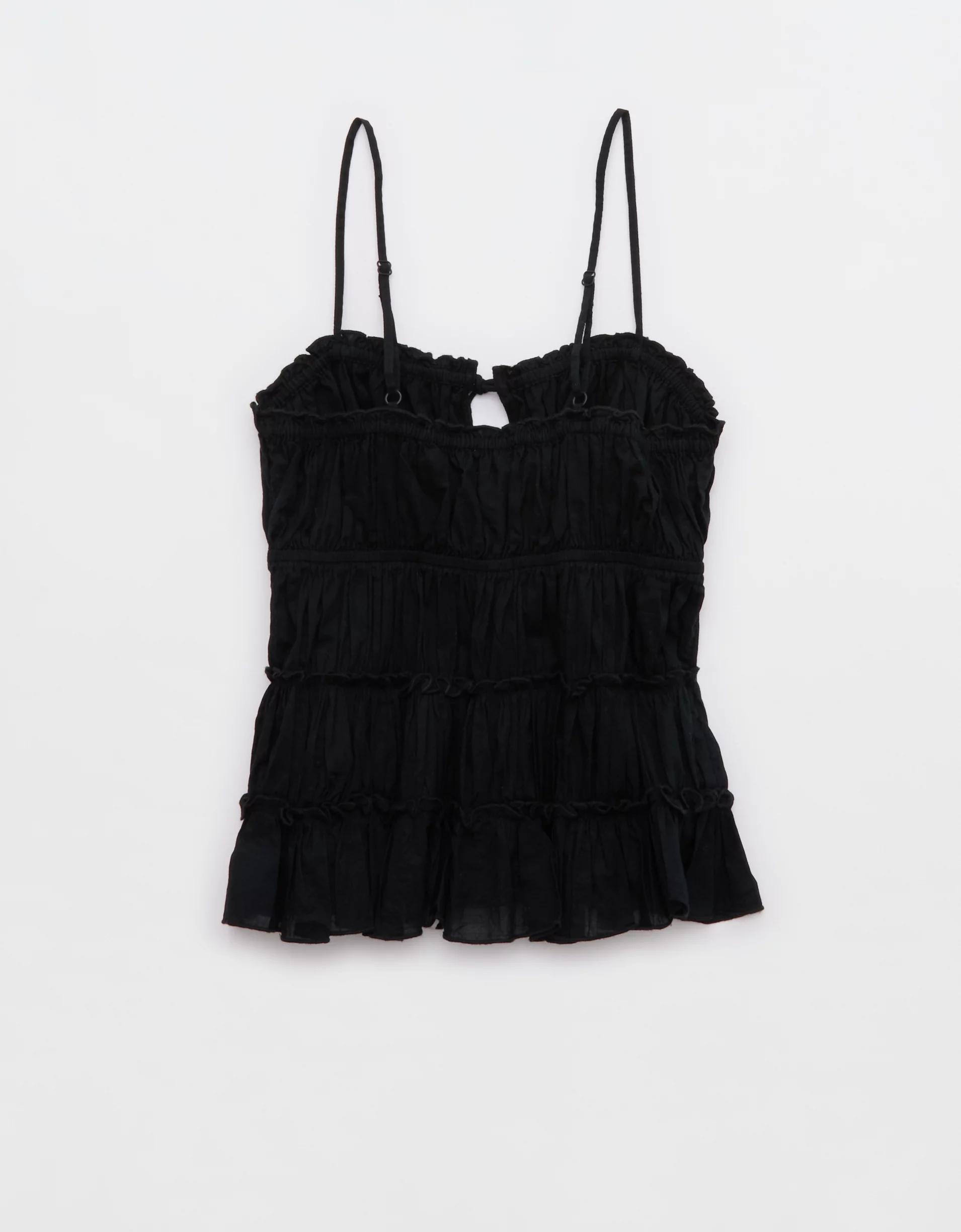 Aerie Tie Front Tiered Tank Top Product Image