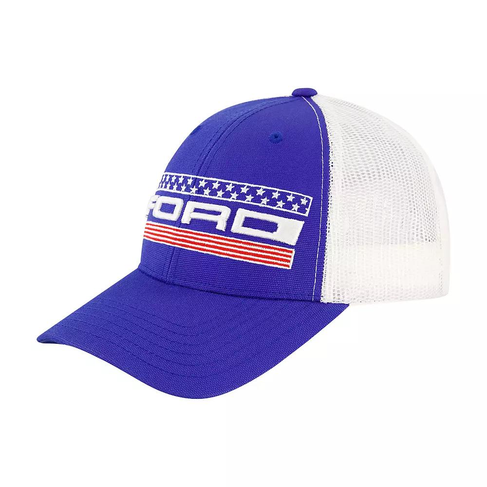 Men's Ford American Flag Embroidered Logo Mesh Back Baseball Cap, Blue Product Image