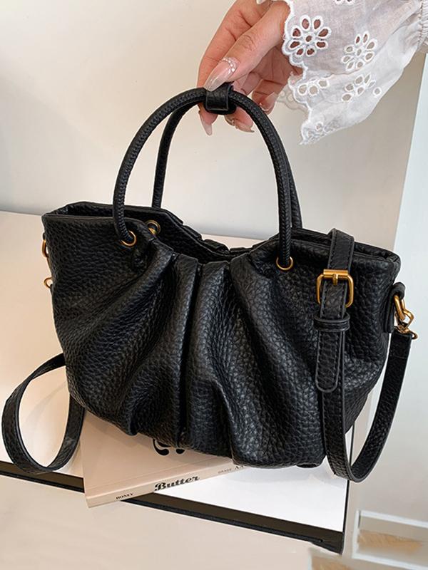 Pleated Solid Color Zipper Crossbody Bags Handbags Product Image