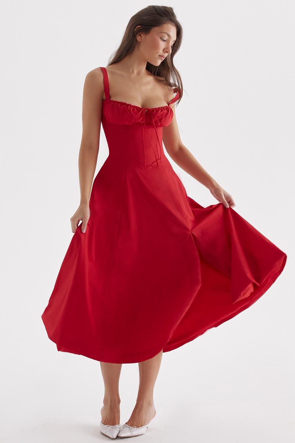 Carmen  red rose bustier sundress Product Image