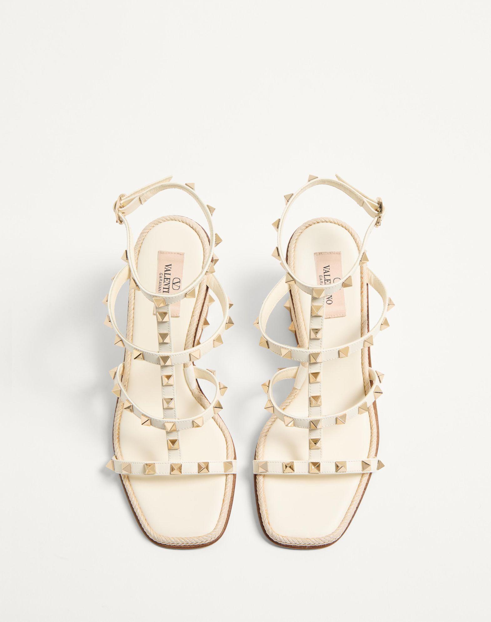 Rockstud Wedge Sandal In Calfskin With Cornely Embroidery 80Mm Product Image