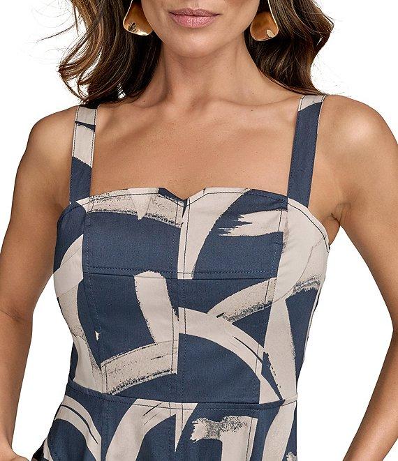 Donna Karan Abstract Print Sweetheart Neck Midi Dress Product Image