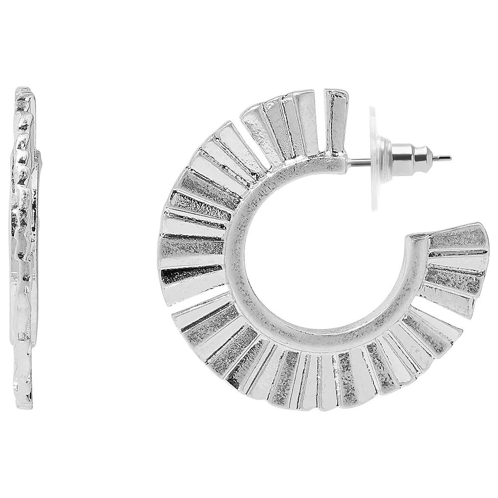 Sonoma Goods For Life® Silver Tone Starburst C-Hoop Earrings, Women's, None Product Image