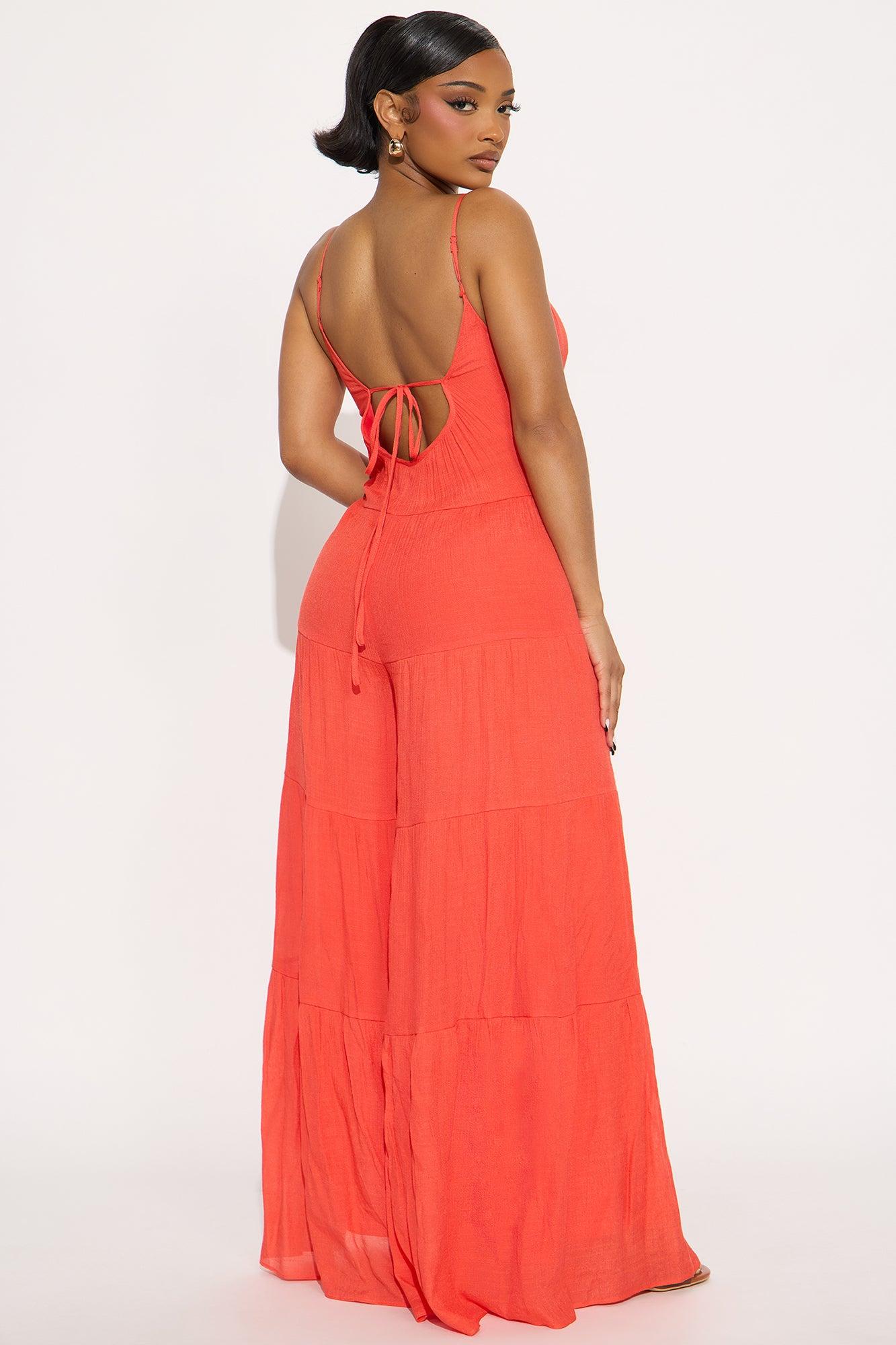 Never Listen Wide Leg Jumpsuit - Orange Female Product Image