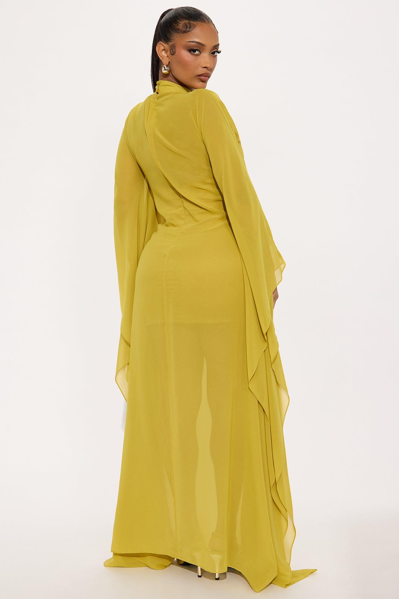 Flying High Chiffon Maxi Dress - Chartreuse Female Product Image