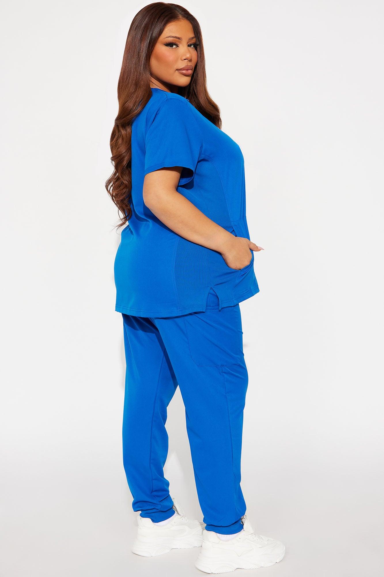 Get To Work Stretch Uniform Scrub Jogger Set - Royal Female Product Image