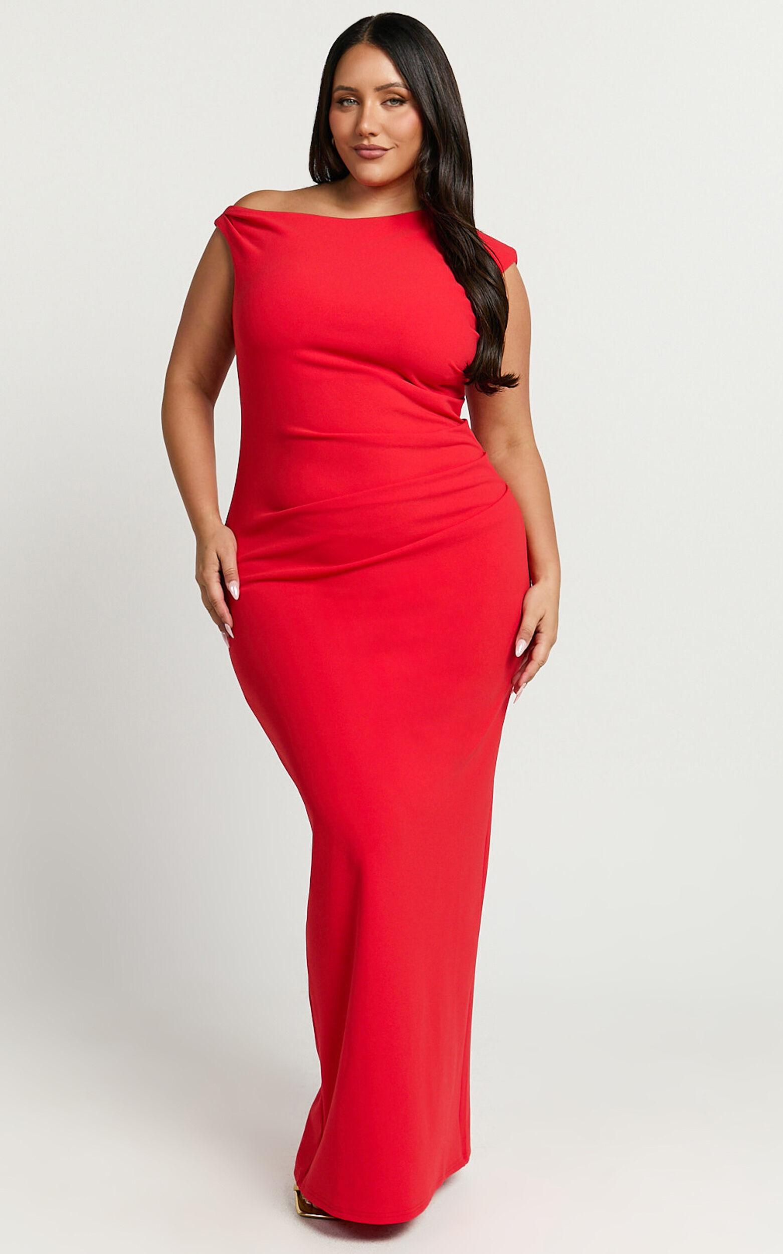 Genie Maxi Dress - Off The Shoulder Dress in Red Product Image
