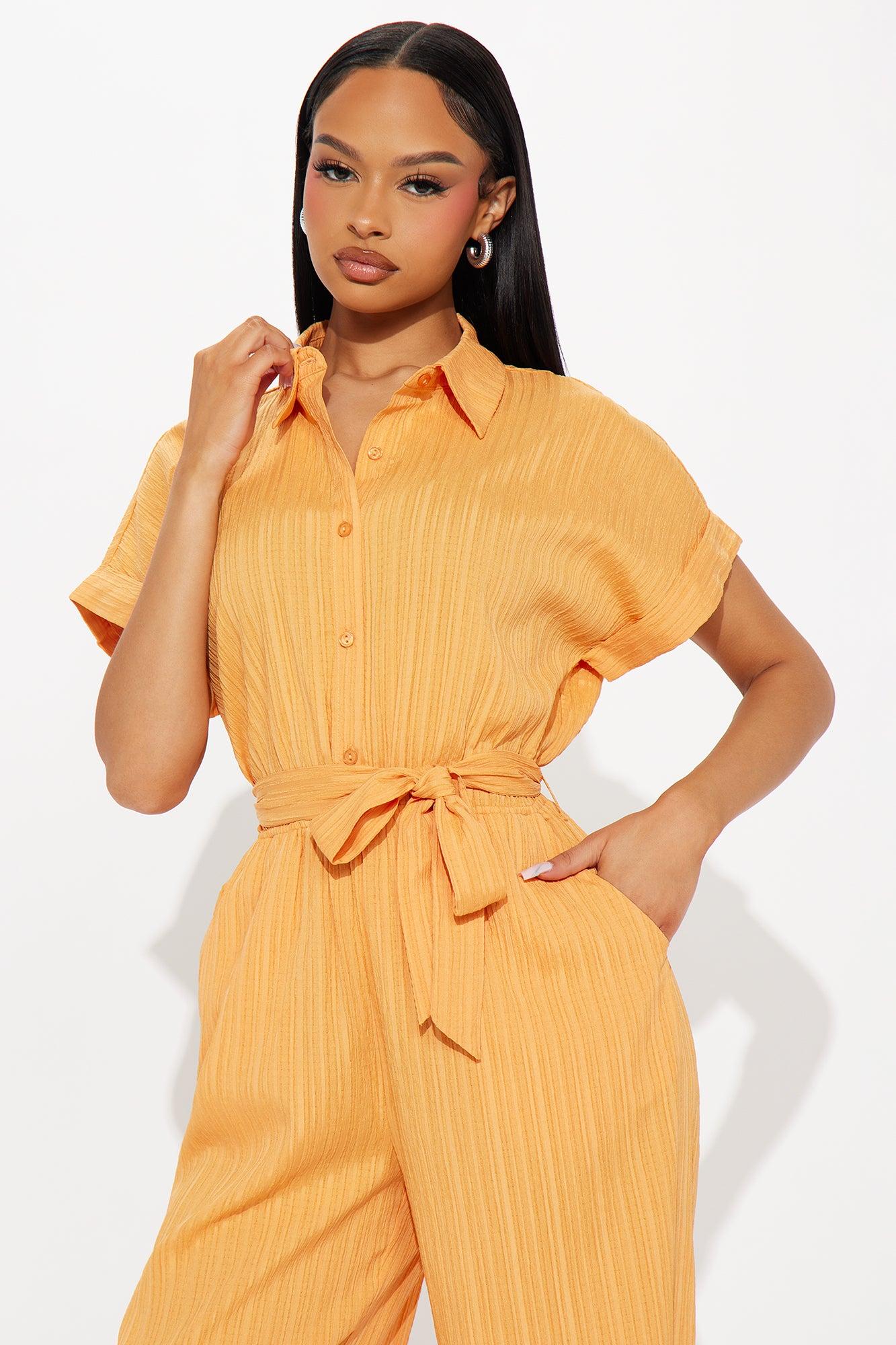 Pamela Collared Jumpsuit - Orange Product Image