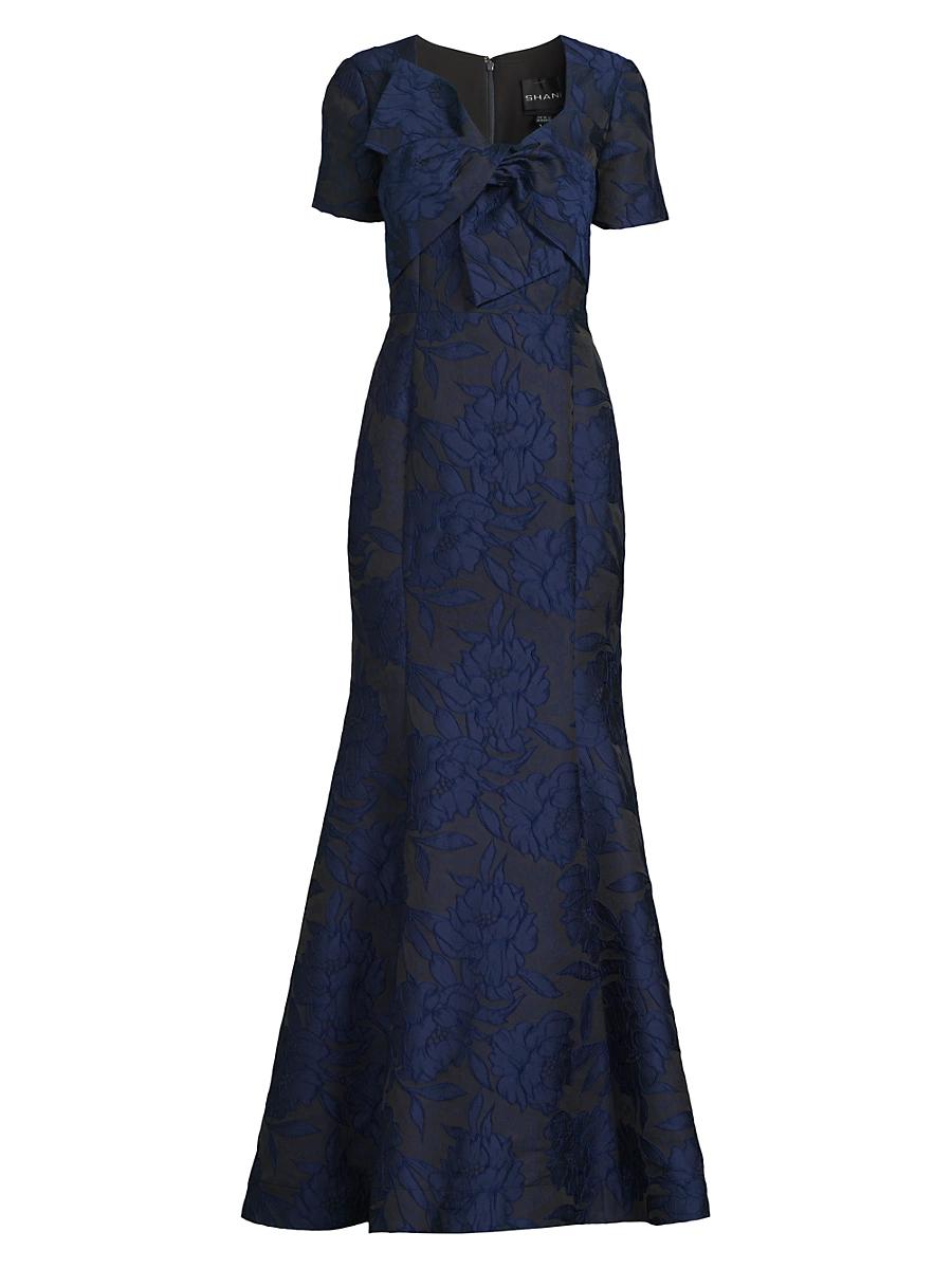 Womens Jacquard Bow Gown Product Image