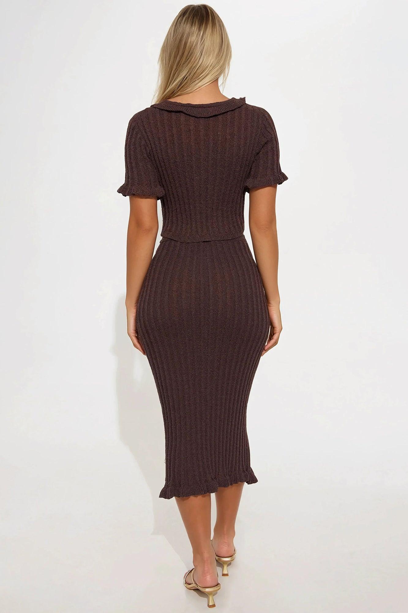 Brunch Mimosas Midi Skirt Set - Chocolate Product Image