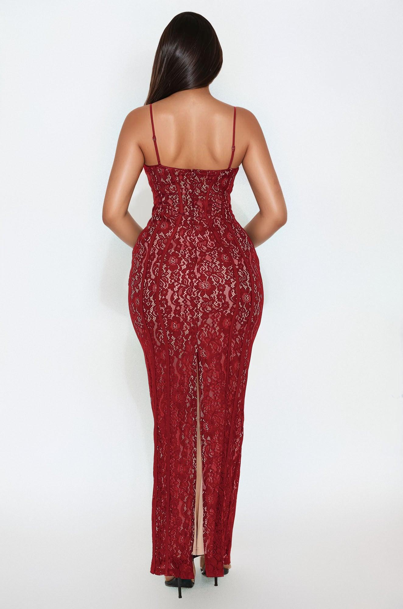 All In Love Lace Maxi Dress - Red Product Image
